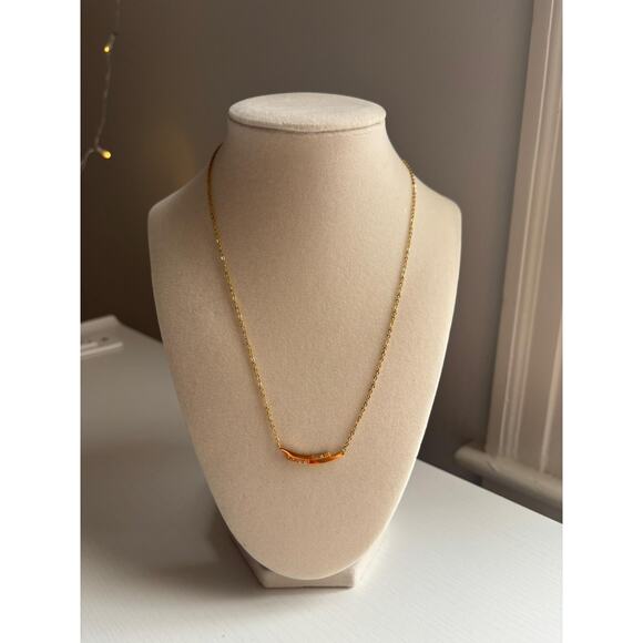unbrand Jewelry - Gold Bar Necklace Minimal Curved Pendant Dainty Stainless Steel